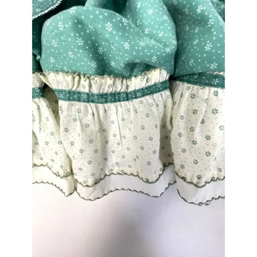 Vintage Mint Green Ruffled Curtain Valance Cottagecore Farmhouse Shabby Chic